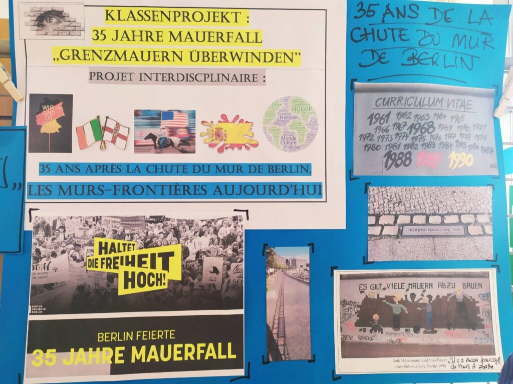 KLASSENPROJEKT : 35 JAHRE MAUERFALL "GRENZMAUERN UBERWINDER" - PROJET INTERDISCIPLINAIRE : 35 ans après la chute du mur de Berlin, les murs-frontières aujourd'hui 18 2 Affiche generale presentation expo