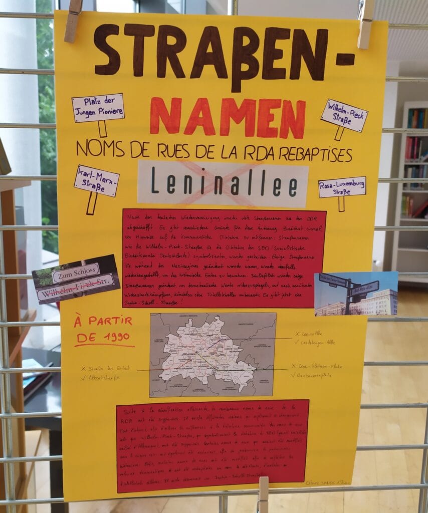KLASSENPROJEKT : 35 JAHRE MAUERFALL "GRENZMAUERN UBERWINDER" - PROJET INTERDISCIPLINAIRE : 35 ans après la chute du mur de Berlin, les murs-frontières aujourd'hui 40 24 umbenannte Strasennamen 2