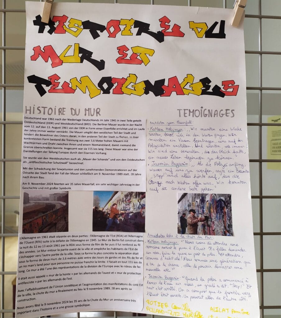 KLASSENPROJEKT : 35 JAHRE MAUERFALL "GRENZMAUERN UBERWINDER" - PROJET INTERDISCIPLINAIRE : 35 ans après la chute du mur de Berlin, les murs-frontières aujourd'hui 45 29 Temoignages 1