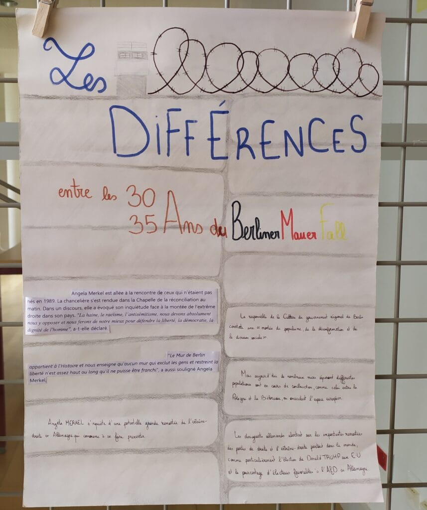 KLASSENPROJEKT : 35 JAHRE MAUERFALL "GRENZMAUERN UBERWINDER" - PROJET INTERDISCIPLINAIRE : 35 ans après la chute du mur de Berlin, les murs-frontières aujourd'hui 47 31 Differences 30 ans et 35 ans Mauerfall 1