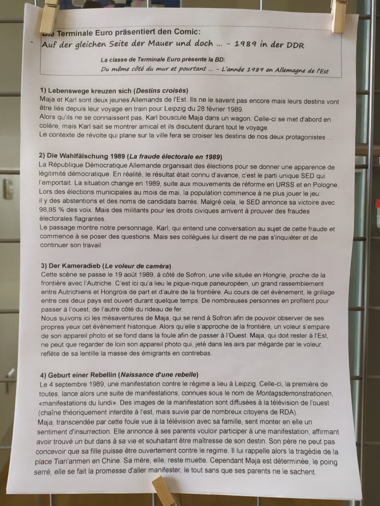 KLASSENPROJEKT : 35 JAHRE MAUERFALL "GRENZMAUERN UBERWINDER" - PROJET INTERDISCIPLINAIRE : 35 ans après la chute du mur de Berlin, les murs-frontières aujourd'hui 49 33 Presentation du projets Tale euro Comics 1 1
