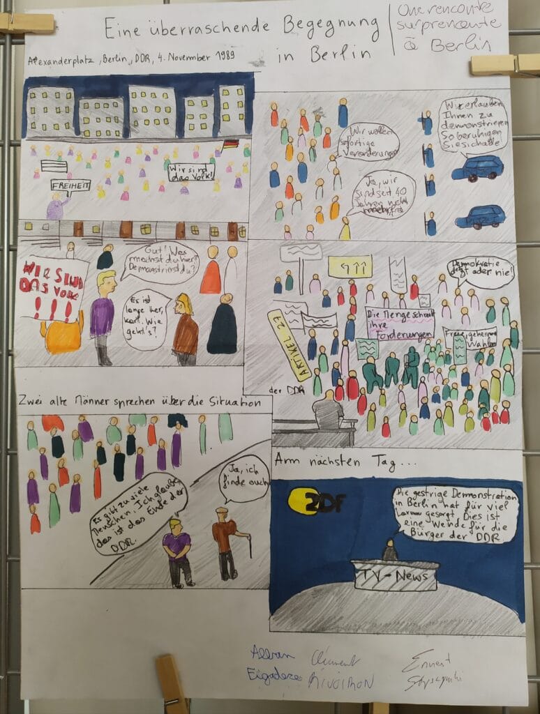 KLASSENPROJEKT : 35 JAHRE MAUERFALL "GRENZMAUERN UBERWINDER" - PROJET INTERDISCIPLINAIRE : 35 ans après la chute du mur de Berlin, les murs-frontières aujourd'hui 56 40 Comic 6 1