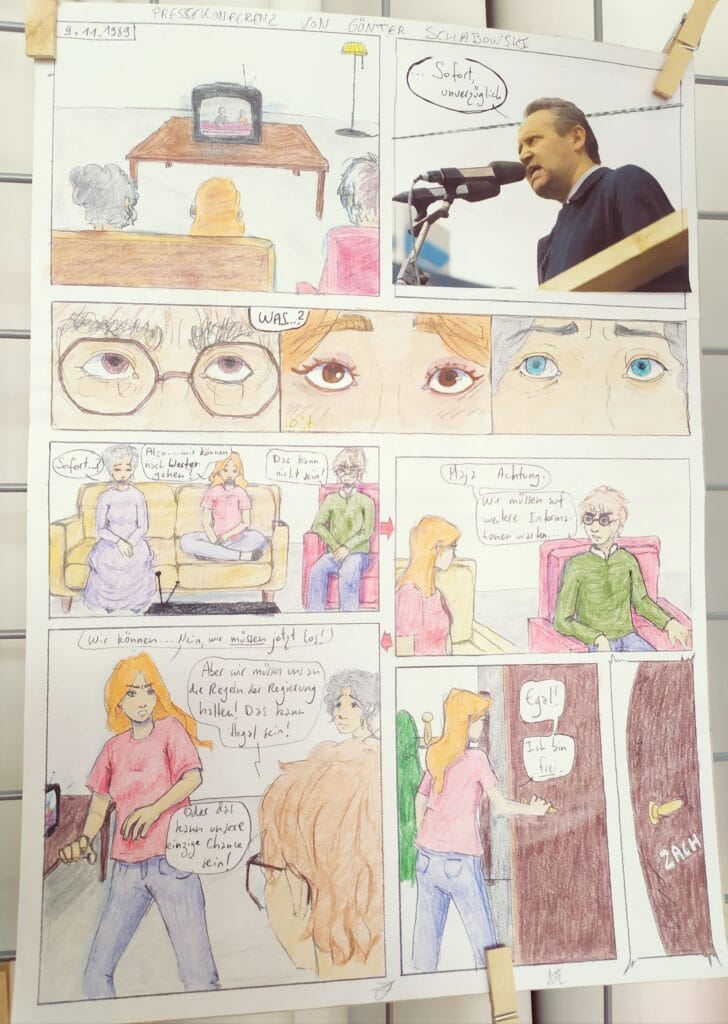 KLASSENPROJEKT : 35 JAHRE MAUERFALL "GRENZMAUERN UBERWINDER" - PROJET INTERDISCIPLINAIRE : 35 ans après la chute du mur de Berlin, les murs-frontières aujourd'hui 57 41 Comic 7 1